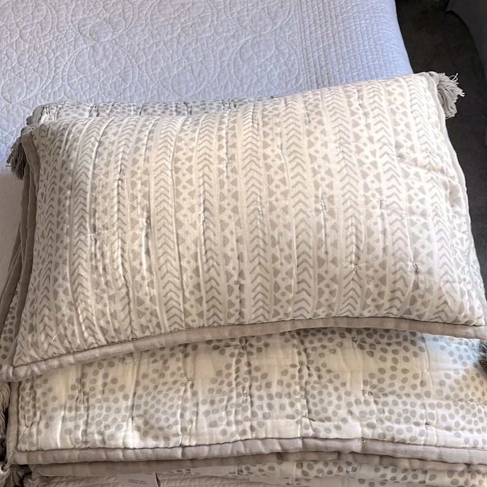 RH twin quilt and accent pillow